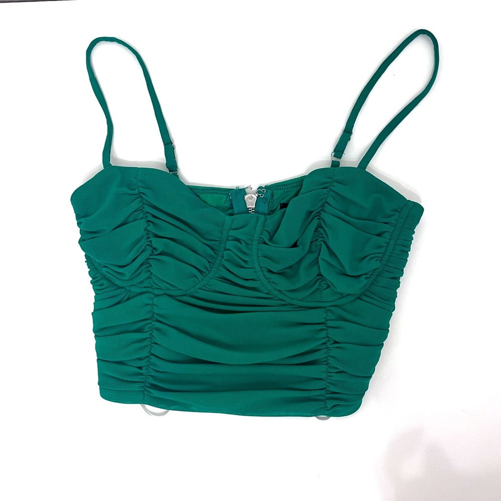 White Fox Green Crop Top